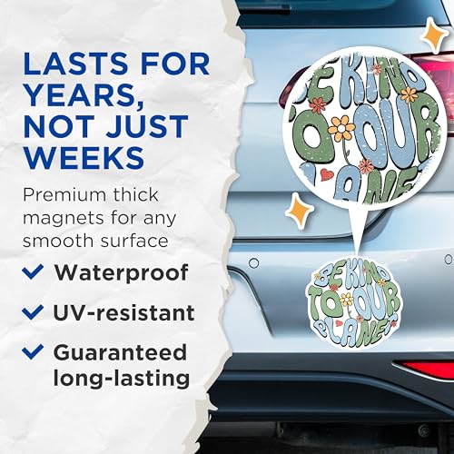 (2 Pack) Be Kind to Our Planet Magnets Magnets - Inspirational Quote - Eco-Friendly Decor - 5" On Longest Side - Made in USA - Sticks to Refrigerators & Metal Surfaces - MAG9052