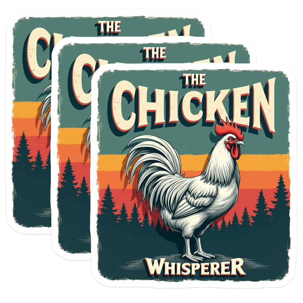 (3 Pack) Chicken Whisperer Decals - Rooster Decals - Funny Chicken Laptop Decal - 3 Inches On Longest Side - Easy Peel & Apply - Made in USA - 3MCS1857