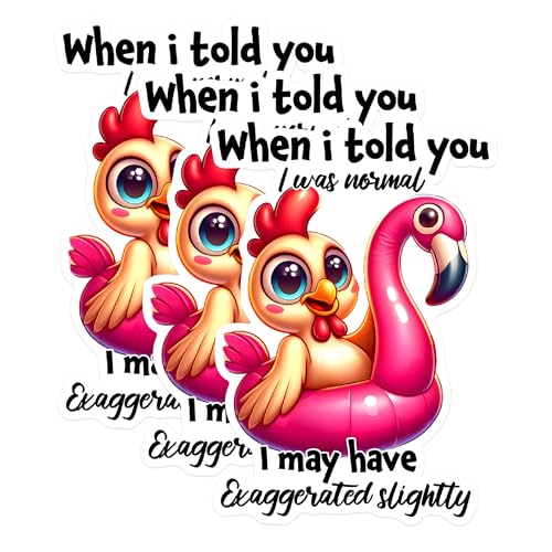 (3 Pack) Funny Chicken Decals - Flamingo Float Decal - Exaggerated Slightly Decal - 3 Inches On Longest Side - Easy Peel & Apply - Made in USA - 3MCS1717