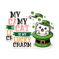 (2 Pack) Cat Lucky Charm Stickers - Funny Quotes Cute Designs - 5" On Longest Side - Sticks to Smooth Flat Surfaces - Made in USA - BMCS8096