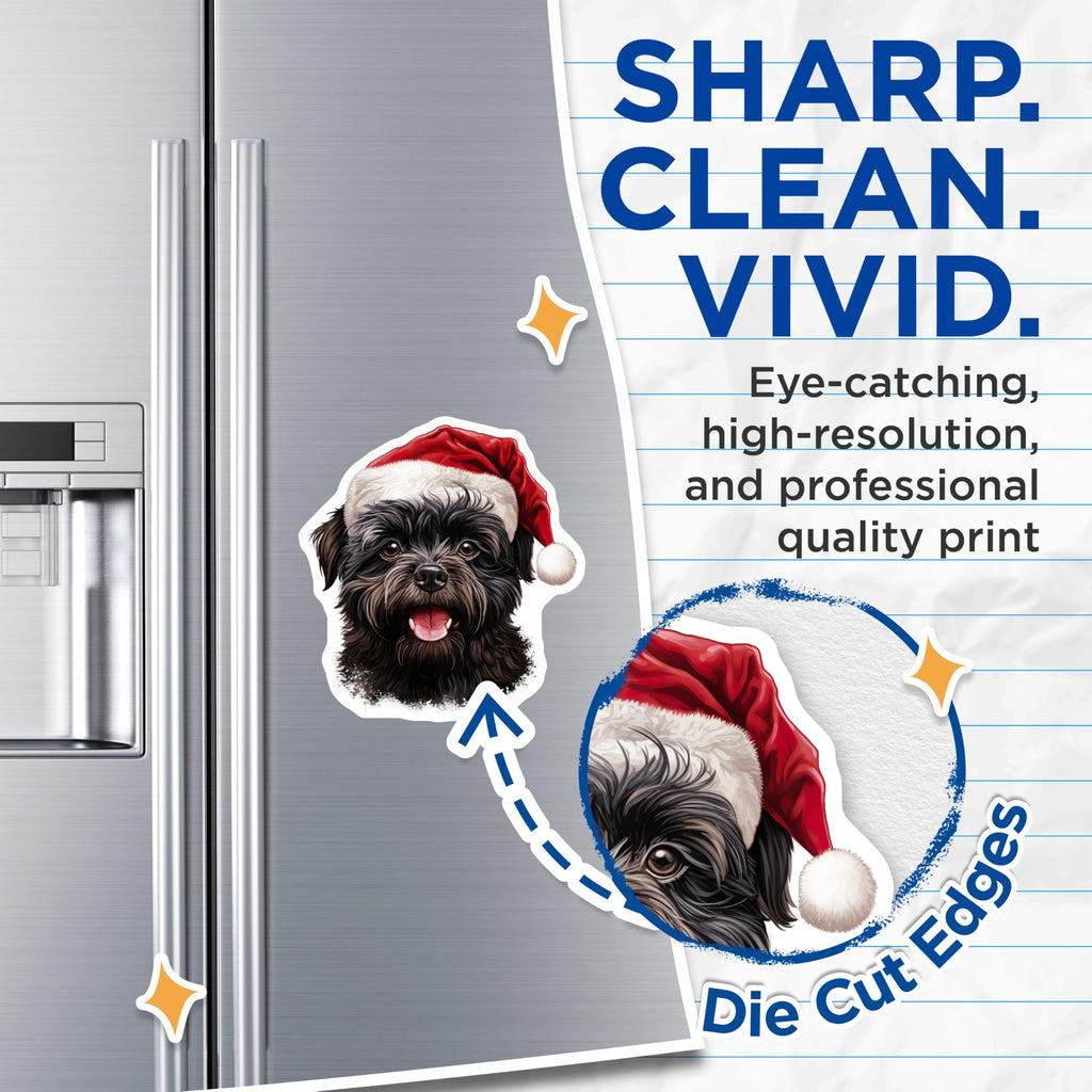 (2 Pack) Santa Hat Dog Magnets - Brussels Griffon Christmas Decor - Festive Pet Refrigerator Accessories - 5 Inches On Longest Side - Thick Durable Magnet - Made in USA - MAG23552
