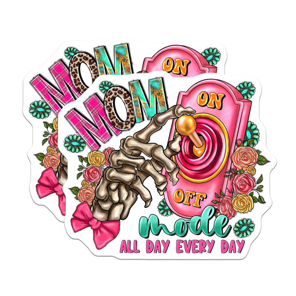 (2 Pack) Mom Life Toggle Switch Magnets - Skeleton Hand Humor - Western Boho Refrigerator Decor - 5 Inches On Longest Side - Thick Durable Magnet - Made in USA - MAG28773