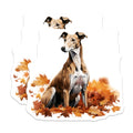 (2 Pack) Greyhound Dog Magnets - Autumn Fall Decor - Sighthound Pet Art - 5 Inches On Longest Side - Thick Durable Magnet - Made in USA - MAG26516