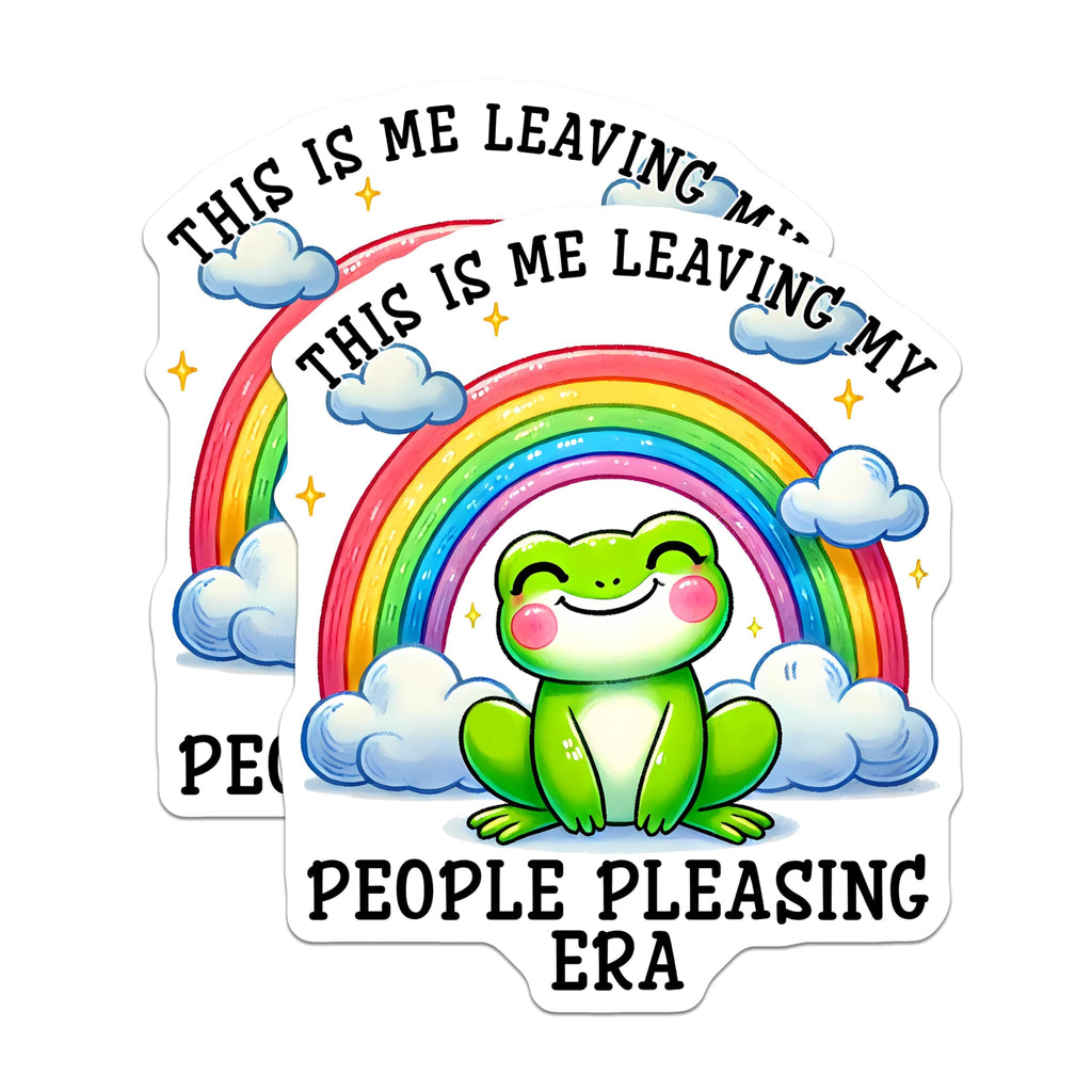 (2 Pack) Frog Rainbow Magnets - Motivational Quote - People Pleasing Era - Cute Frog Decor - Positive Affirmations - 5" On Longest Side - for Cars, Fridges, Toolboxes - Made in USA - MAG7608