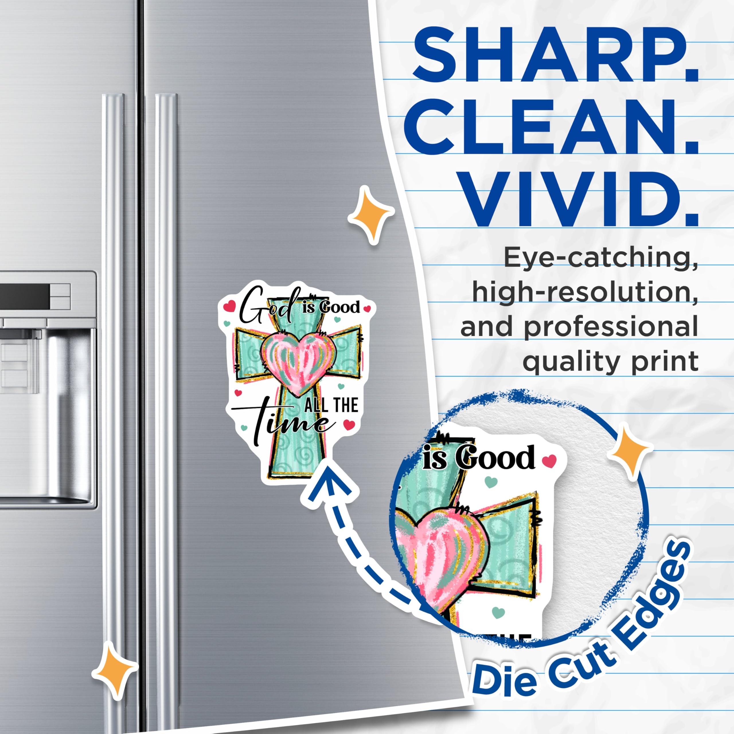 (2 Pack) God is Good All The Time Magnets - Christian Refrigerator Decor - Inspirational Faith Based Home Accent - 5 Inches On Longest Side - Thick Durable Magnet - Made in USA - MAG27367