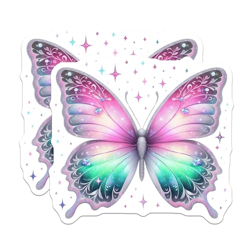 (2 Pack) Butterfly Stickers - 5" On Longest Side - Sticks to Smooth Flat Surfaces - Made in USA - BMCS8601 - BMCS8601