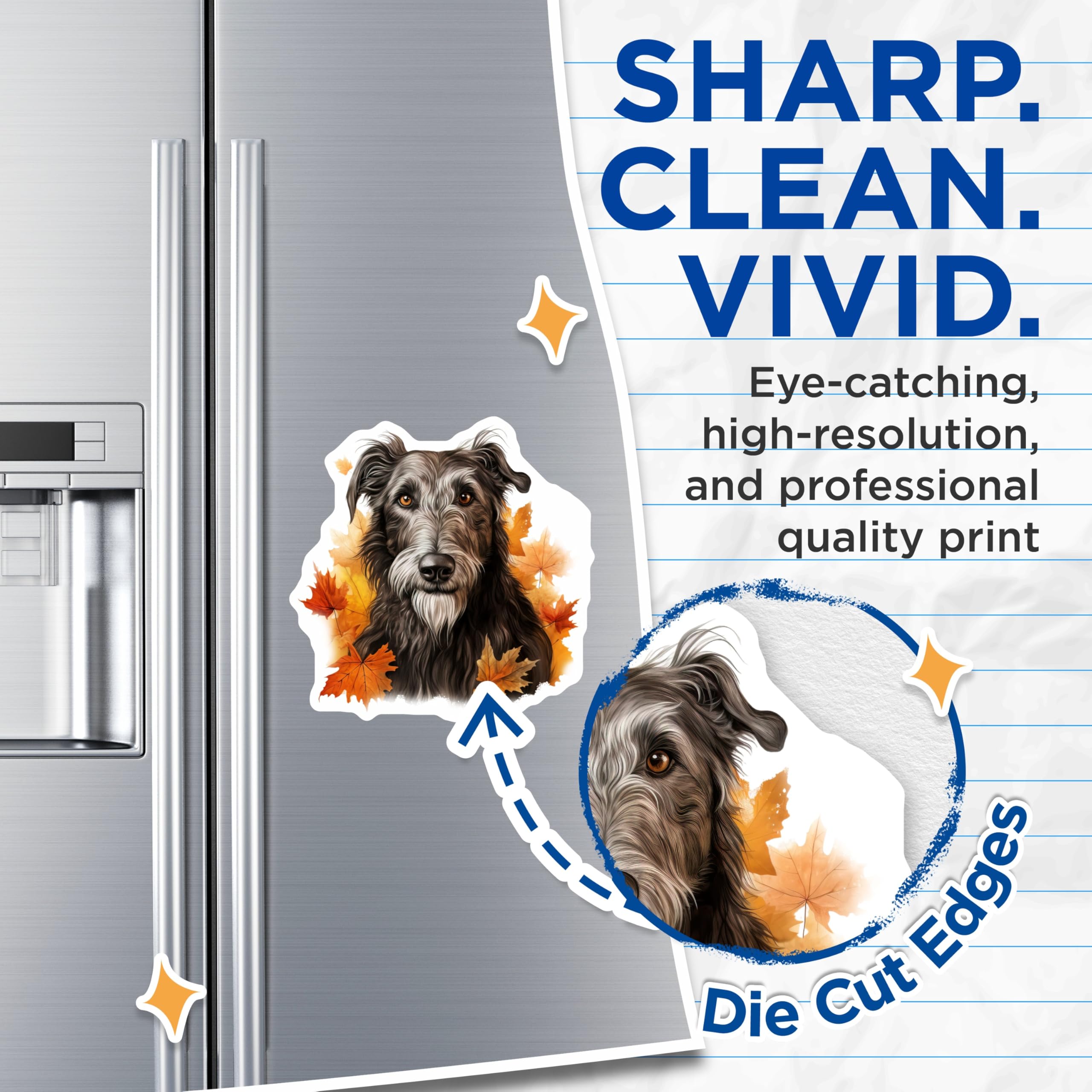 (2 Pack) Scruffy Dog Autumn Magnets - Pet Lover Fridge Art - Cozy Home Kitchen Locker - 5 Inches On Longest Side - Thick Durable Magnet - Made in USA - MAG30286