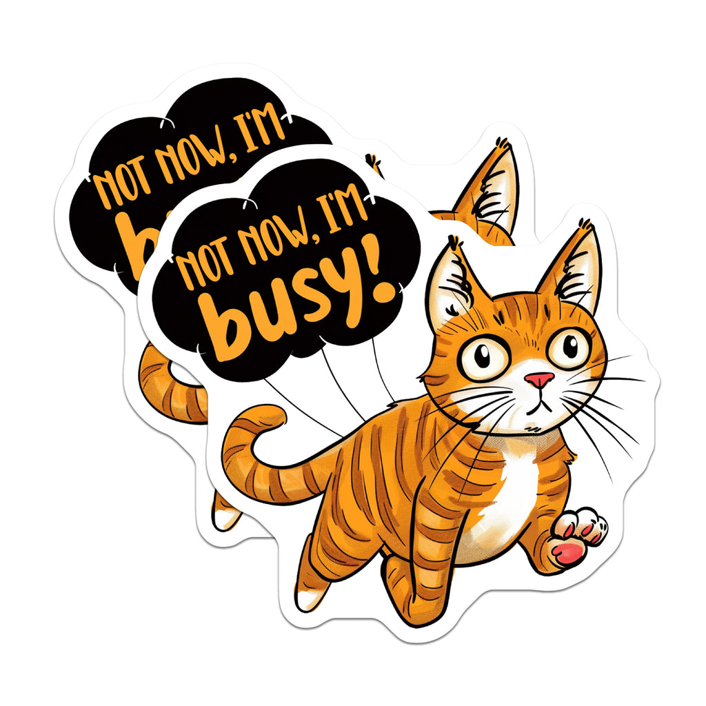 (2 Pack) Funny Cat Magnets - Busy Kitty Fridge Decor - Sassy Cat Lover Pet Owner Humor - 5 Inches On Longest Side - Thick Durable Magnet - Made in USA - MAG37583