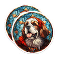 (2 Pack) Stained Glass Dog Magnets - St Bernard Art Decor - Pet Lover Refrigerator Decor - 5 Inches On Longest Side - Thick Durable Magnet - Made in USA - MAG29349