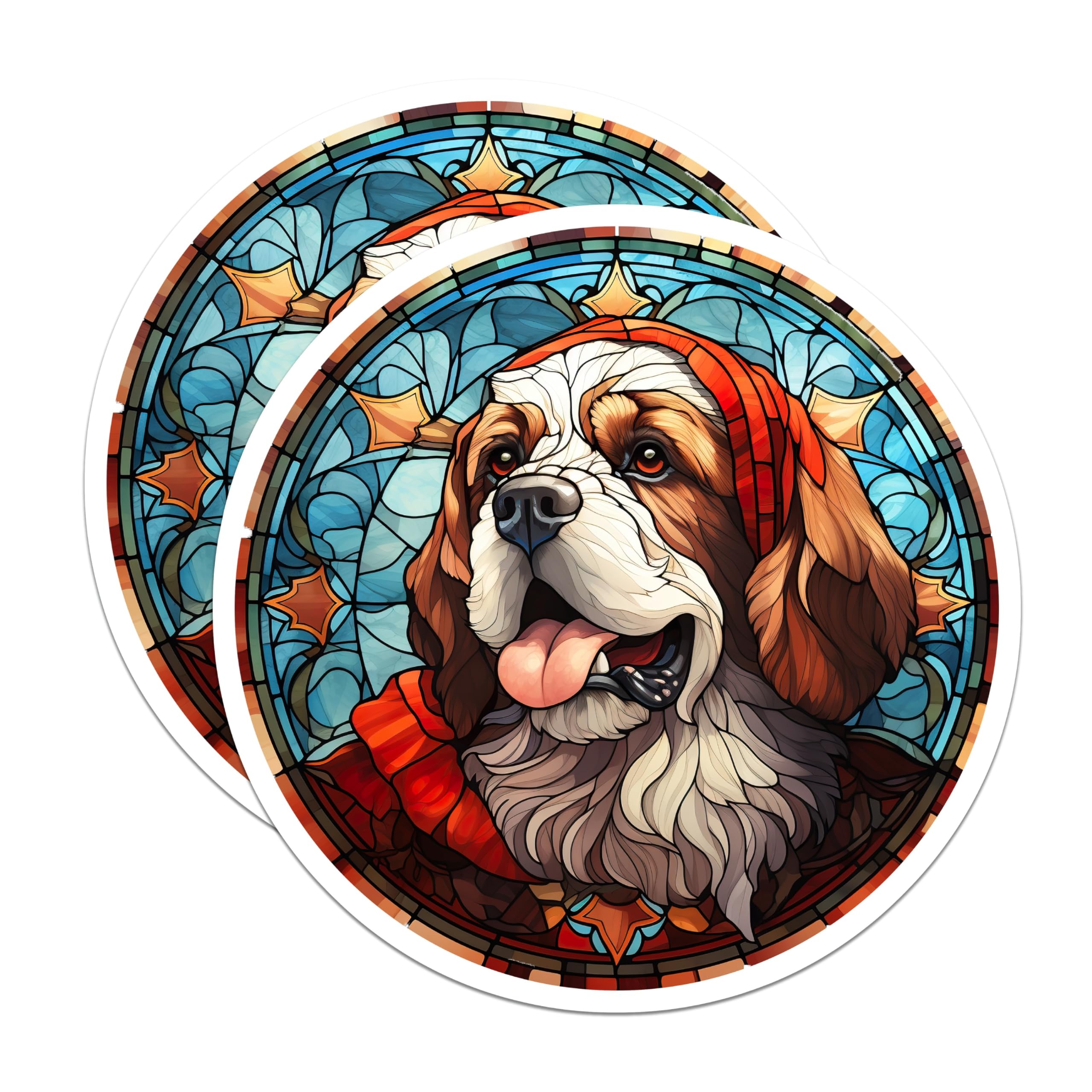 (2 Pack) Stained Glass Dog Magnets - St Bernard Art Decor - Pet Lover Refrigerator Decor - 5 Inches On Longest Side - Thick Durable Magnet - Made in USA - MAG29349