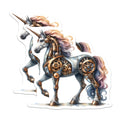 (2 Pack) Steampunk Unicorn Magnets - Mechanical Fantasy Decor - Whimsical Mythical Art - 5 Inches On Longest Side - Thick Durable Magnet - Made in USA - MAG36634