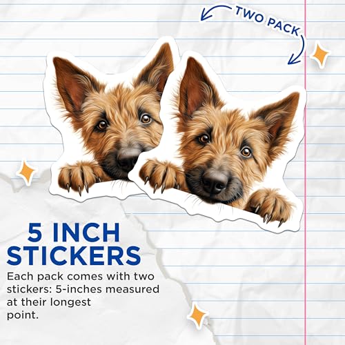 (2 Pack) Cute Dog Stickers - Adorable Puppy - Fun Canine Decor - 5" On Longest Side - Sticks to Smooth Flat Surfaces - Made in USA - BMCS9865