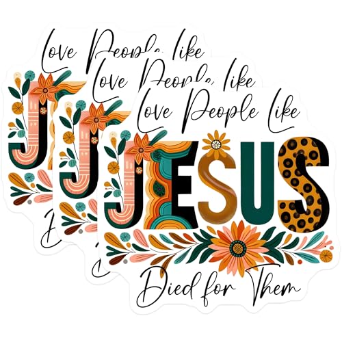 (3 Pack) Jesus Laptop Decals - Christian Stickers - Floral Decal - 3 Inches On Longest Side - Easy Peel & Apply - Made in USA - 3MCS1898