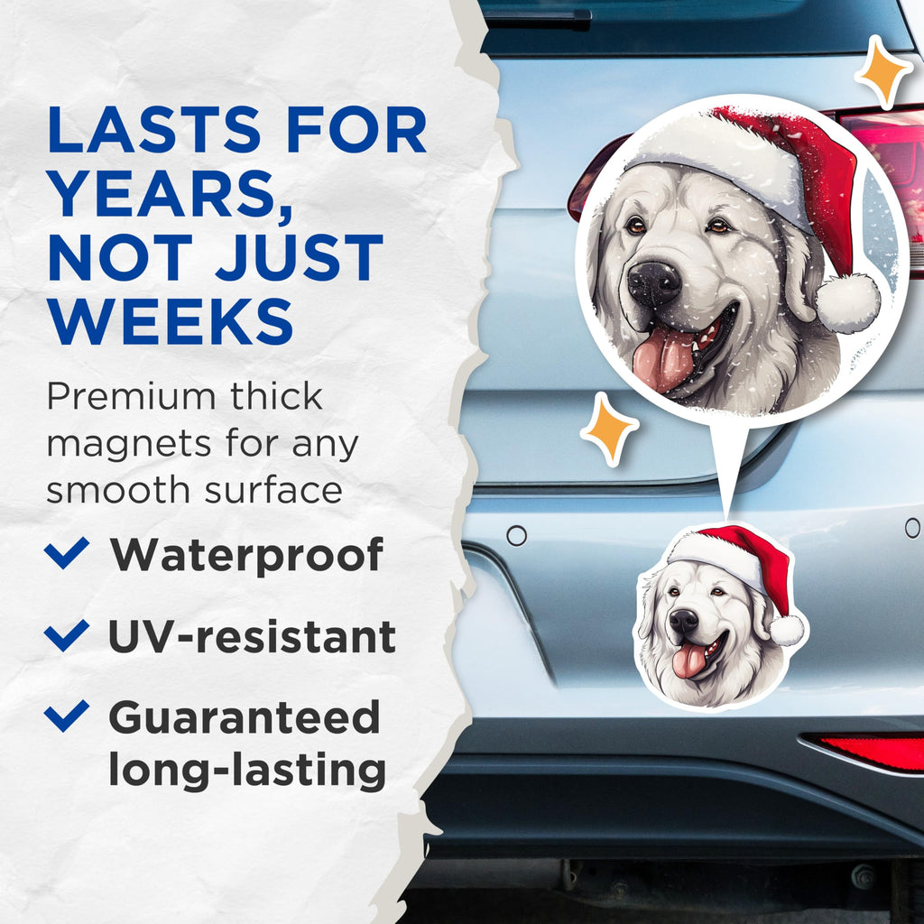 (2 Pack) Christmas Dog Magnets - Santa Hat Dog Magnet - Holiday Pet Decor - Winter Refrigerator Magnets - 5 Inches On Longest Side - Thick Durable Magnet - Made in USA - MAG25144