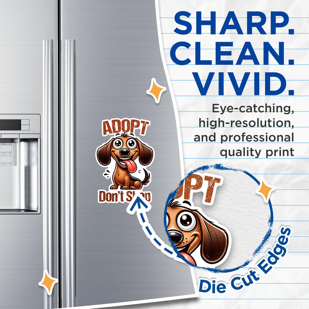 (2 Pack) Adopt Don't Shop Magnets - Cute Dog Magnets - Pet Adoption Awareness Magnets- 5" On Longest Side - for Fridges, Toolboxes, Cars - Made in USA - MAG2809