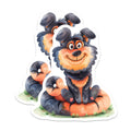 (2 Pack) Cute Dog Magnets - Smiling Puppy Pet Lover Art - Autumn Pumpkin Fridge Decor - 5 Inches On Longest Side - Thick Durable Magnet - Made in USA - MAG27674