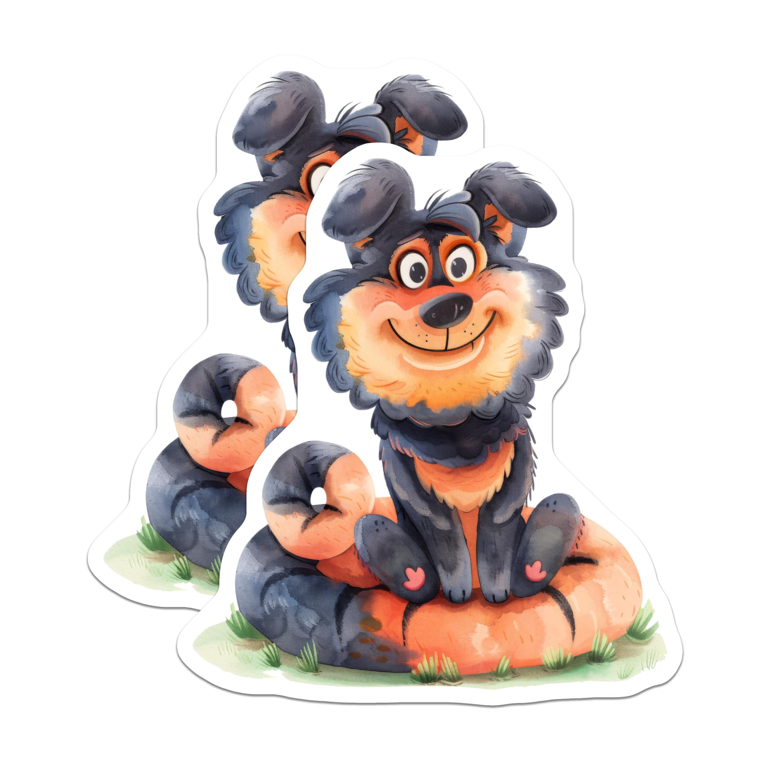 (2 Pack) Cute Dog Magnets - Smiling Puppy Pet Lover Art - Autumn Pumpkin Fridge Decor - 5 Inches On Longest Side - Thick Durable Magnet - Made in USA - MAG27674
