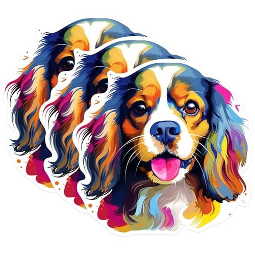 (3 Pack) Cavalier King Charles Spaniel Decals - Dog Breed Stickers - Laptop Decal - 3 Inches On Longest Side - Easy Peel & Apply - Made in USA - 3MCS0692