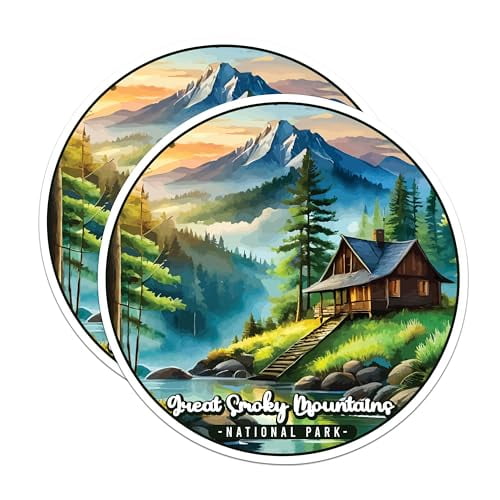 (2 Pack) Great Smoky Mountains National Park Bumper Magnet - US National Park - Choose from 63 Parks - 5" On Longest Side - Decal for Car Bumper, Laptop, Water Bottle, Wall, and Window - MAG1583