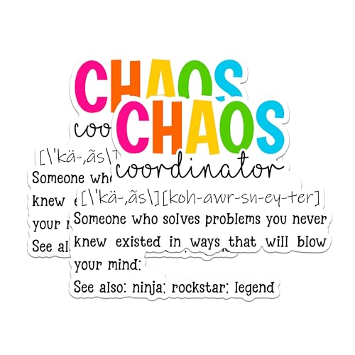 (2 Pack) Chaos Coordinator Stickers - Problem Solver Stickers - Funny Office Stickers - 5" On Longest Side - Sticks to Any Smooth Flat Surface - Made in USA - BMCS2873