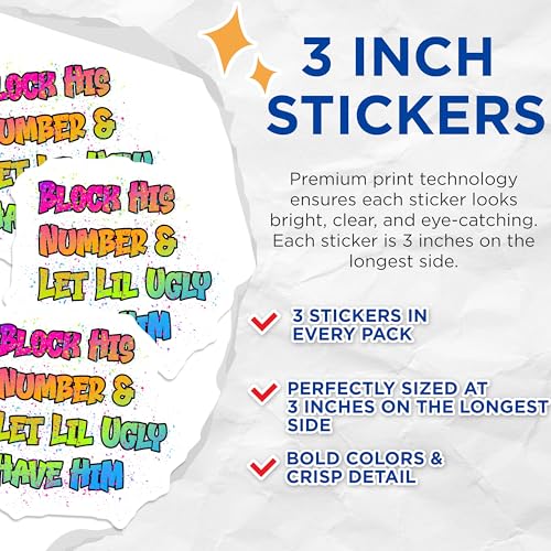 (3 Pack) Block His Number Decals - Funny Sarcastic Quote - Trendy Laptop Decal - 3 Inches On Longest Side - Easy Peel & Apply - Made in USA - 3MCS7380