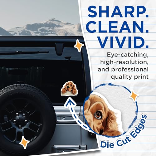 (2 Pack) Cute Puppy Dog Stickers - Cartoon Animal Designs - Adorable Pet Art Decals for Laptops and Water Bottles - 5" On Longest Side - Sticks to Smooth Flat Surfaces - Made in USA - BMCS9975