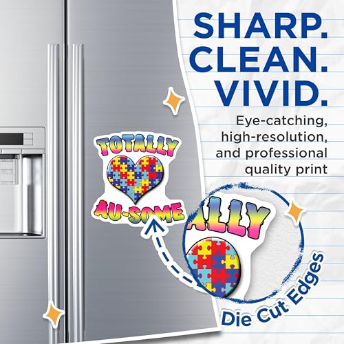 (2 Pack) Totally Au-Some Magnets - Autism Awareness - Puzzle Heart Magnets - Inspiring Quotes Magnets - 5" On Longest Side - for Cars, Fridges, Toolboxes - Made in USA - MAG6860
