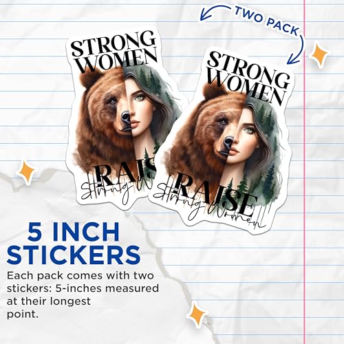 (2 Pack) Strong Women Stickers - 5" On Longest Side - Sticks to Smooth Flat Surfaces - Made in USA - BMCS9246 - BMCS9246