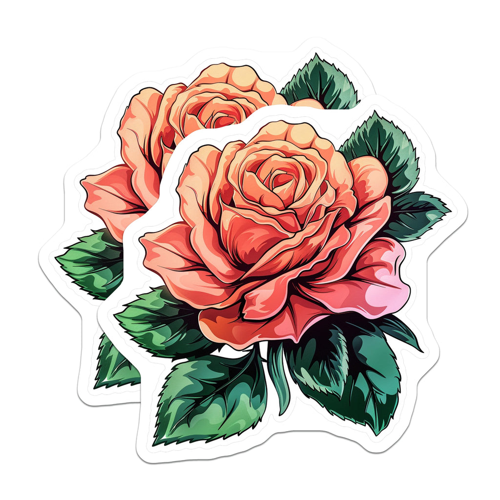 (2 Pack) Rose Flower Magnets - Botanical Decor - Aesthetic Fridge Art - 5 Inches On Longest Side - Thick Durable Magnet - Made in USA - MAG39986
