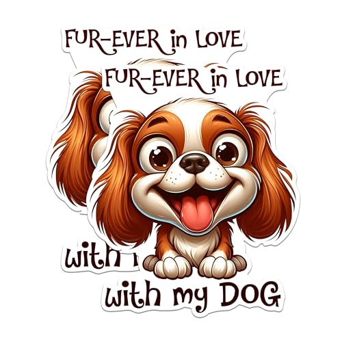(2 Packs) Fur-Ever in Love with My Dog Magnets - Cute Funny Dog Magnets - 5 Inches On Longest Side - Premium Magnet - for Fridges, Toolboxes, Cars - Made in USA - MAG2406