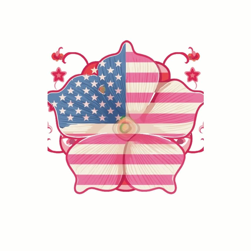 (3 Pack) American Flag Flower Decals - Patriotic Floral - USA Laptop Decal - 3 Inches On Longest Side - Easy Peel & Apply - Made in USA - 3MCS7735