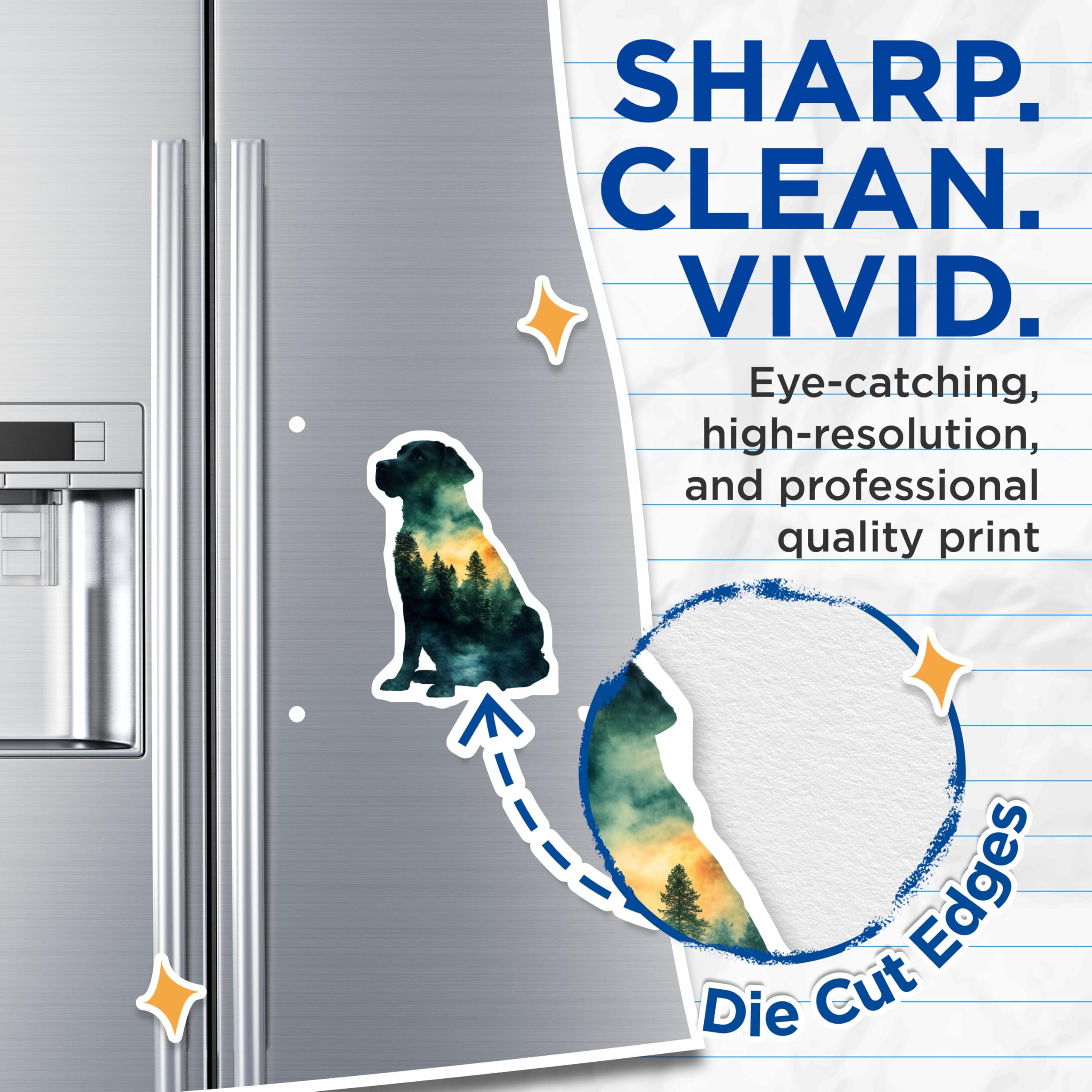 (2 Pack) Labrador Dog Magnets - Forest Landscape Decor - Pet Lover Fridge Magnets - 5" On Longest Side - Premium Magnet - for Cars, Refrigerators, Toolboxes, Lockers - Made in USA - MAG15236