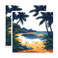 (2 Pack) Tropical Beach Magnets - Ocean View Palm Trees - Summer Vacation Vibes - 5 Inches On Longest Side - Thick Durable Magnet - Made in USA - MAG26363