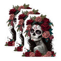 (3 Pack) Sugar Skull Decals - Calavera Stickers - Day of The Dead Decor - 3 Inches On Longest Side - Easy Peel & Apply - Made in USA - 3MCS7964