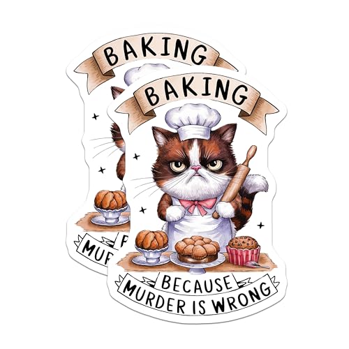 (2 Pack) Baking Cat Magnets - Funny Kitchen Magnets - Cat Lover Humor Magnets - 5" On Longest Side - for Cars, Refrigerators, Toolboxes, Lockers - Made in USA BMCS3452