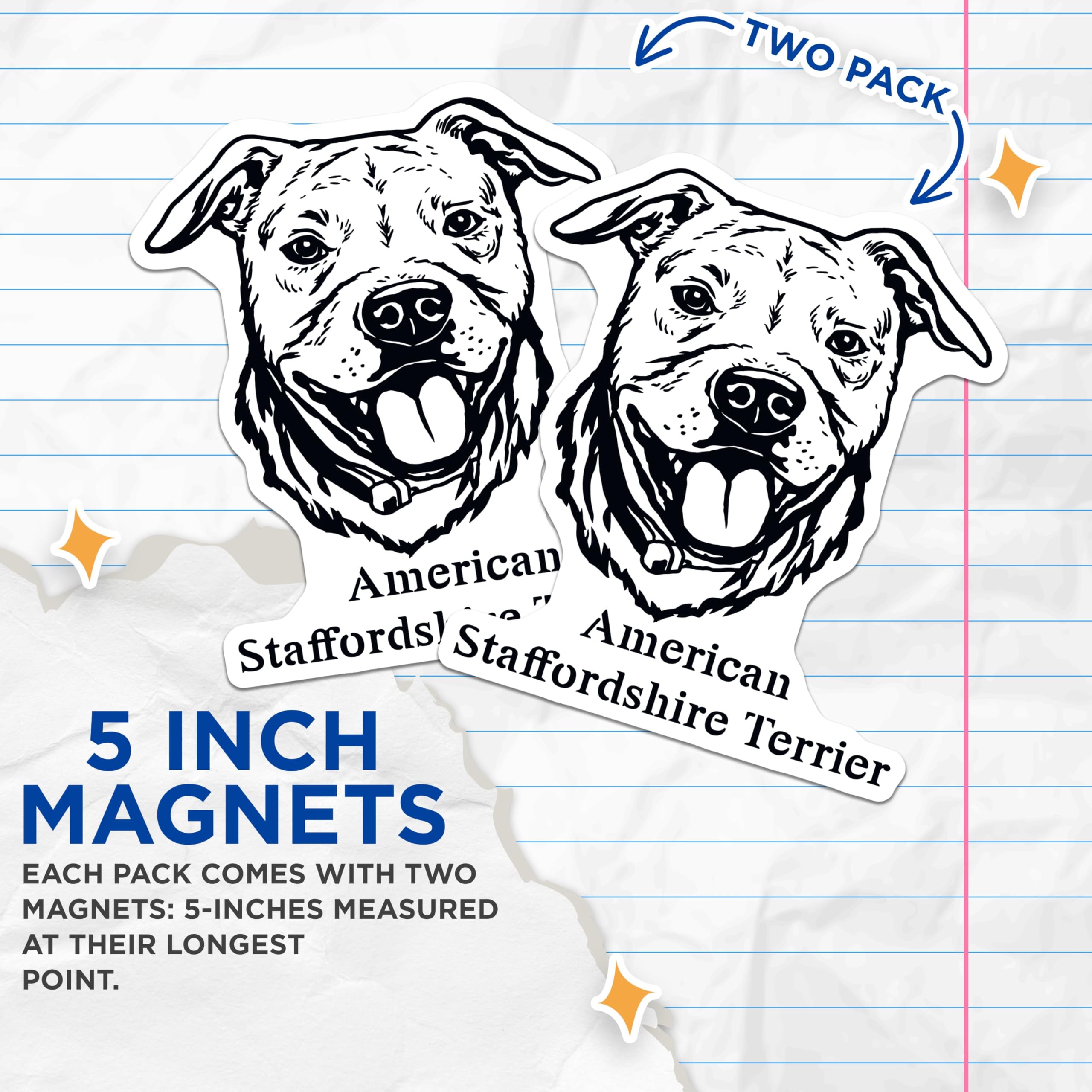 (2 Pack) American Staffordshire Terrier Magnets - Dog Lovers - Pet Owner Decals - 5" On Longest Side - for Cars, Fridges, Toolboxes - Made in USA - MAG4016