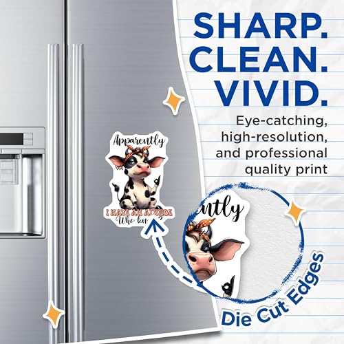 (2 Pack) Funny Cow Attitude Magnets - Cute Animal Fridge Magnets - Kitchen - Refrigerator Magnets with Quotes - 5" On Longest Side - for Cars, Fridges, Toolboxes - Made in USA - MAG3789
