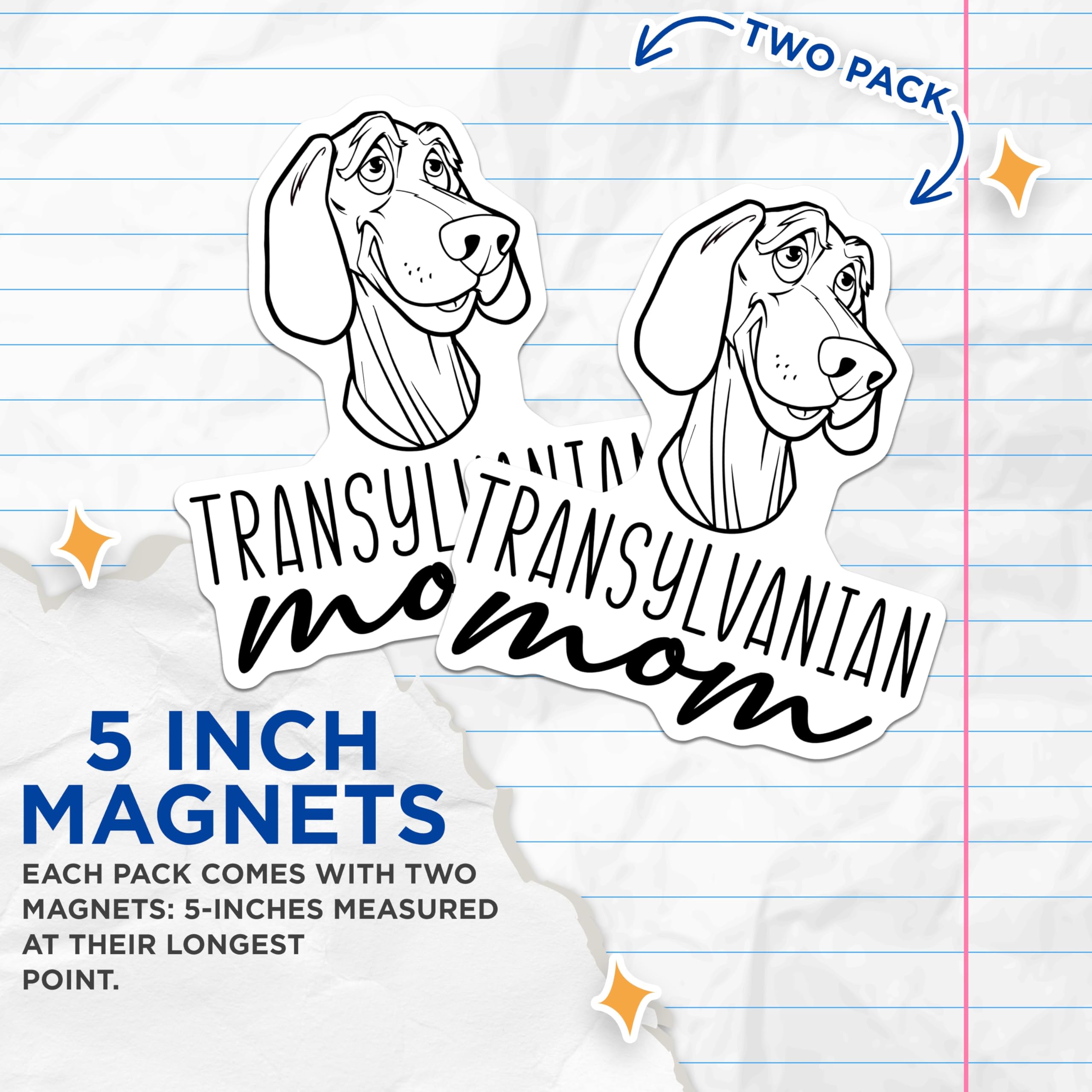 (2 Pack) Transylvanian Mom Magnets - Hound Dog Lover - Pet Parent Decor - 5 Inches On Longest Side - Thick Durable Magnet - Made in USA - MAG27069