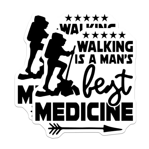 (2 Pack) Walking is A Man's Best Medicine Magnets - Inspirational Hiking Quote - Outdoor Adventure Decor - 5" On Longest Side - for Cars, Fridges, Toolboxes - Made in USA - MAG5638