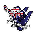 (2 Pack) Australia Shaka Stickers - Australian Flag - Hang Loose Stickers - 5" On Longest Side - Sticks to Smooth Flat Surfaces - Made in USA - BMCS18060