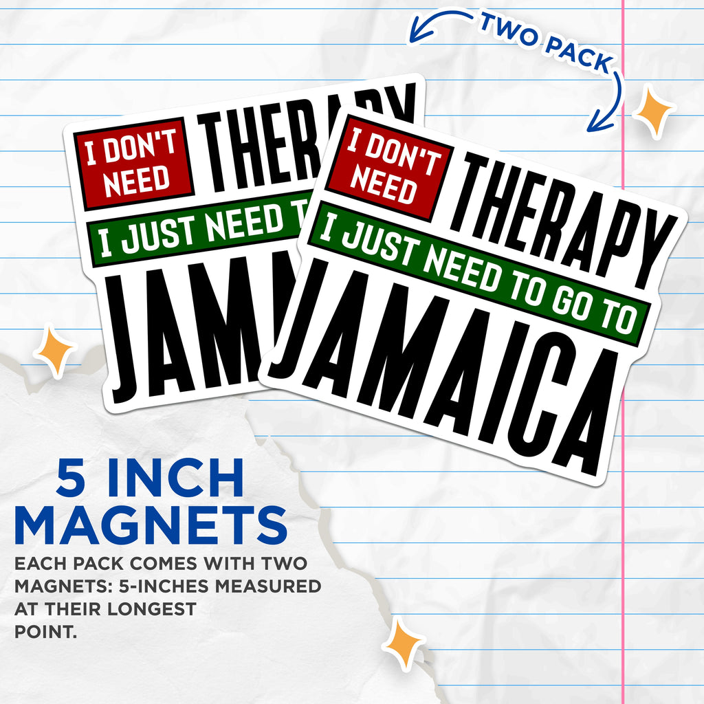 (2 Pack) Jamaica Vacation Magnets - Tropical Getaway Quote - Humorous Travel Lover Decor - 5 Inches On Longest Side - Thick Durable Magnet - Made in USA - MAG38527