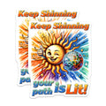 (2 Pack) Keep Shining Magnets - Inspirational Sun - Disco Ball Art - Motivational Phrase - 5" On Longest Side - for Cars, Refrigerators, Toolboxes, Lockers - Made in USA BMCS3231