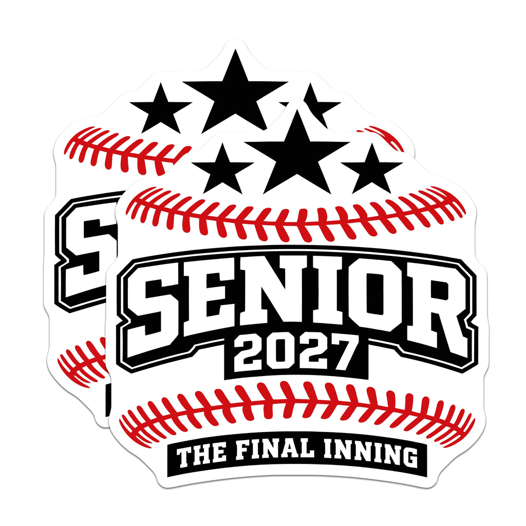 (2 Pack) Senior 2027 Baseball Magnets - Final Inning Graduate - High School Athlete Memory - 5 Inches On Longest Side - Thick Durable Magnet - Made in USA - MAG38189
