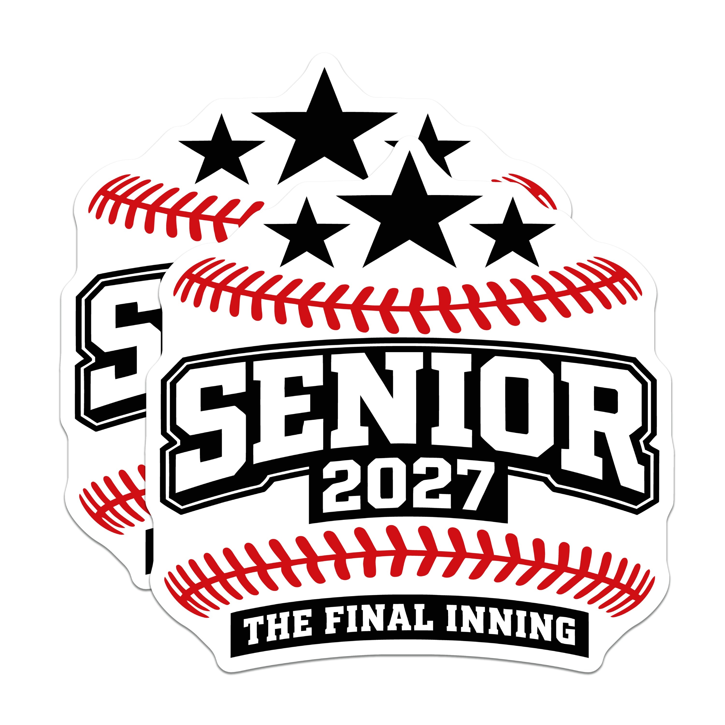 (2 Pack) Senior 2027 Baseball Magnets - Final Inning Graduate - High School Athlete Memory - 5 Inches On Longest Side - Thick Durable Magnet - Made in USA - MAG38189
