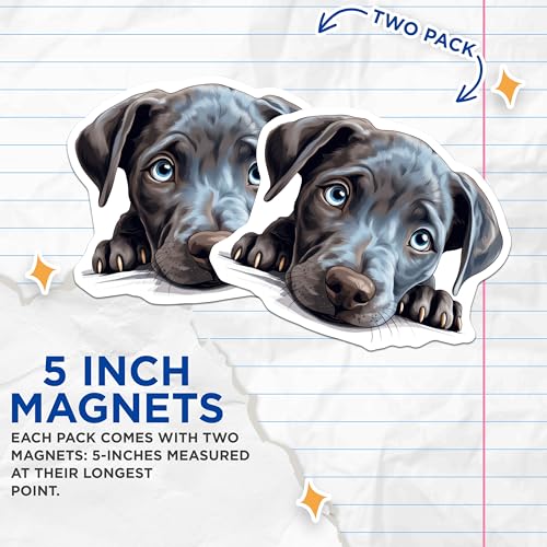 (2 Pack) Cute Dog Fridge Decor Magnet - Pet Lovers Home Office Decoration - 5" On Longest Side - Sticks to Smooth Flat Surfaces - Made in USA - MAG9876