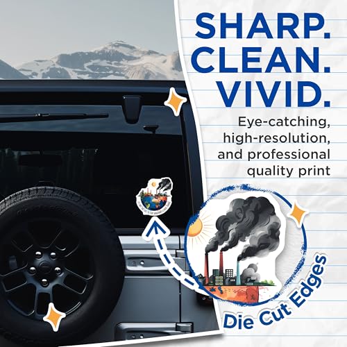 (2 Pack) Climate Change Awareness Stickers - Environmental - Save The Earth Decals - 5" On Longest Side - Sticks to Smooth Flat Surfaces - Made in USA - BMCS7687