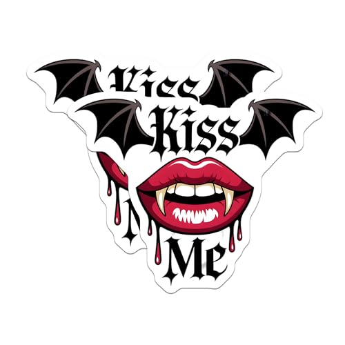 (2 Pack) Vampire Kiss Me Magnets - Gothic Vampire Art - Halloween Decor - Vampire Lips with Fangs - Spooky Decor Magnets - 5" On Longest Side - for Cars, Fridges, Toolboxes - Made in USA - MAG7093