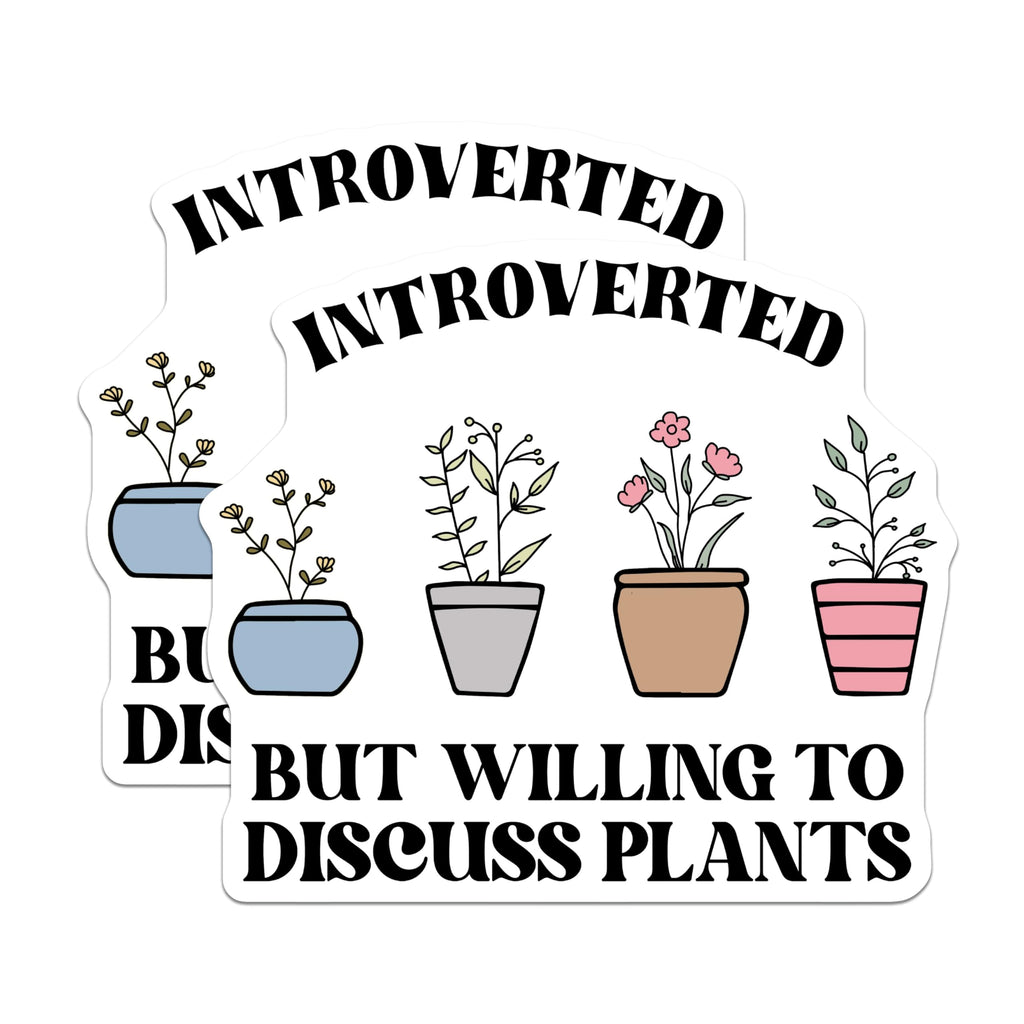 (2 Pack) Introverted Plant Lover Magnets - Botanical Decor - Quirky Fridge Magnets - 5" On Longest Side - Premium Magnet - for Cars, Refrigerators, Toolboxes, Lockers - Made in USA - MAG17566