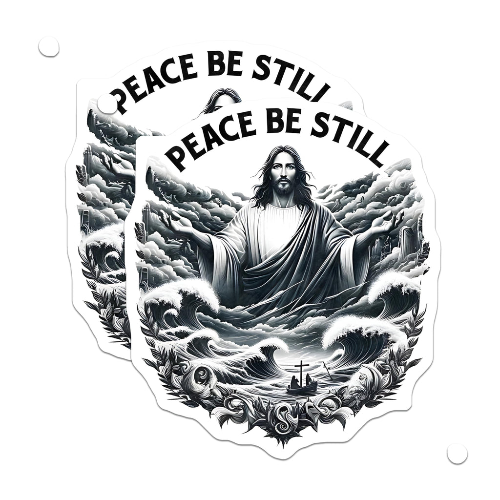 (2 Pack) Jesus Calming Storm Magnets - Peace Be Still Decor - Christian Faith Items - 5 Inches On Longest Side - Thick Durable Magnet - Made in USA - MAG25300