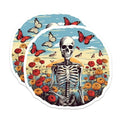 (2 Pack) Artistic Skeleton Stickers - Floral Skeleton Design - Skull and Flowers Sticker Art - 5" On Longest Side - Sticks to Smooth Flat Surfaces - Made in USA - BMCS4246